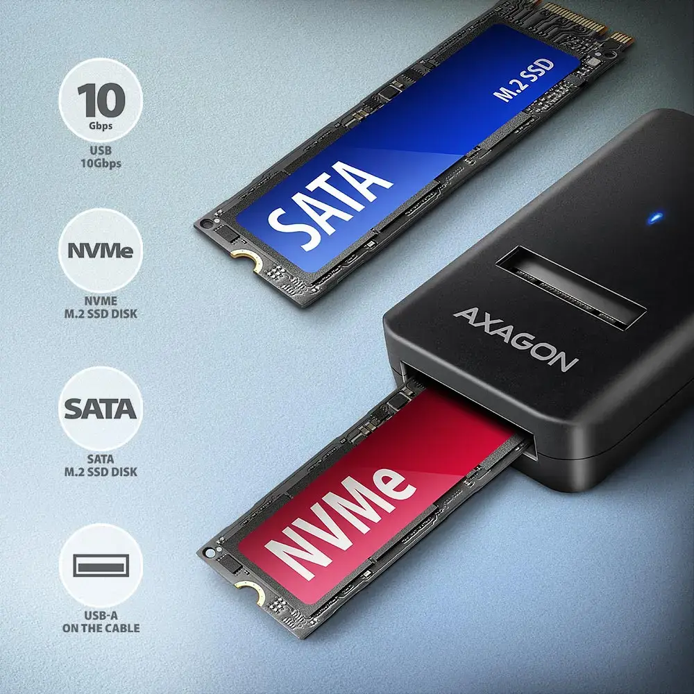 AXAGON ADM2-AM SSD enclosure USB-A 10Gbps Photo 2