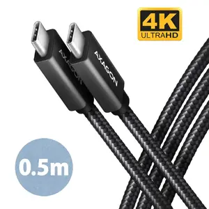 Кабель USB-C — USB-C AXAGON BUCM32-CM05AB, USB 3.2 Gen 2x2, 0,5 м, чёрный