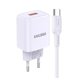 iKaku KSC-917 QC3.0 18W Smart lādētājs ar 1x USB portu un ar Type-C tipa vadu White