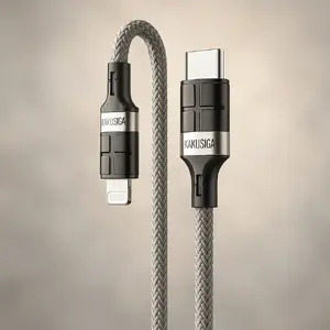 USB data cable iKaku KSC-696 Type-C to Lightning, 1.2 m, Grey