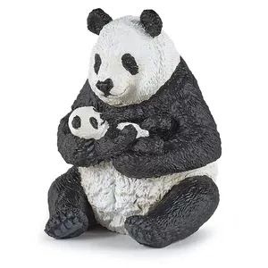Figure Papo Sitting Panda and Baby – PVC wild animal figures, black/white, for ages 3+