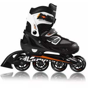 Adjustable Blackwheels Sonic Orange‑black roller skates, size 33–36