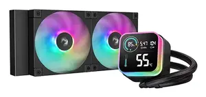 Liquid cooling kit DeepCool LQ240 — 240 mm radiator, 2×120 mm PWM fans, RGB, tube 41 cm, aluminum radiator, black