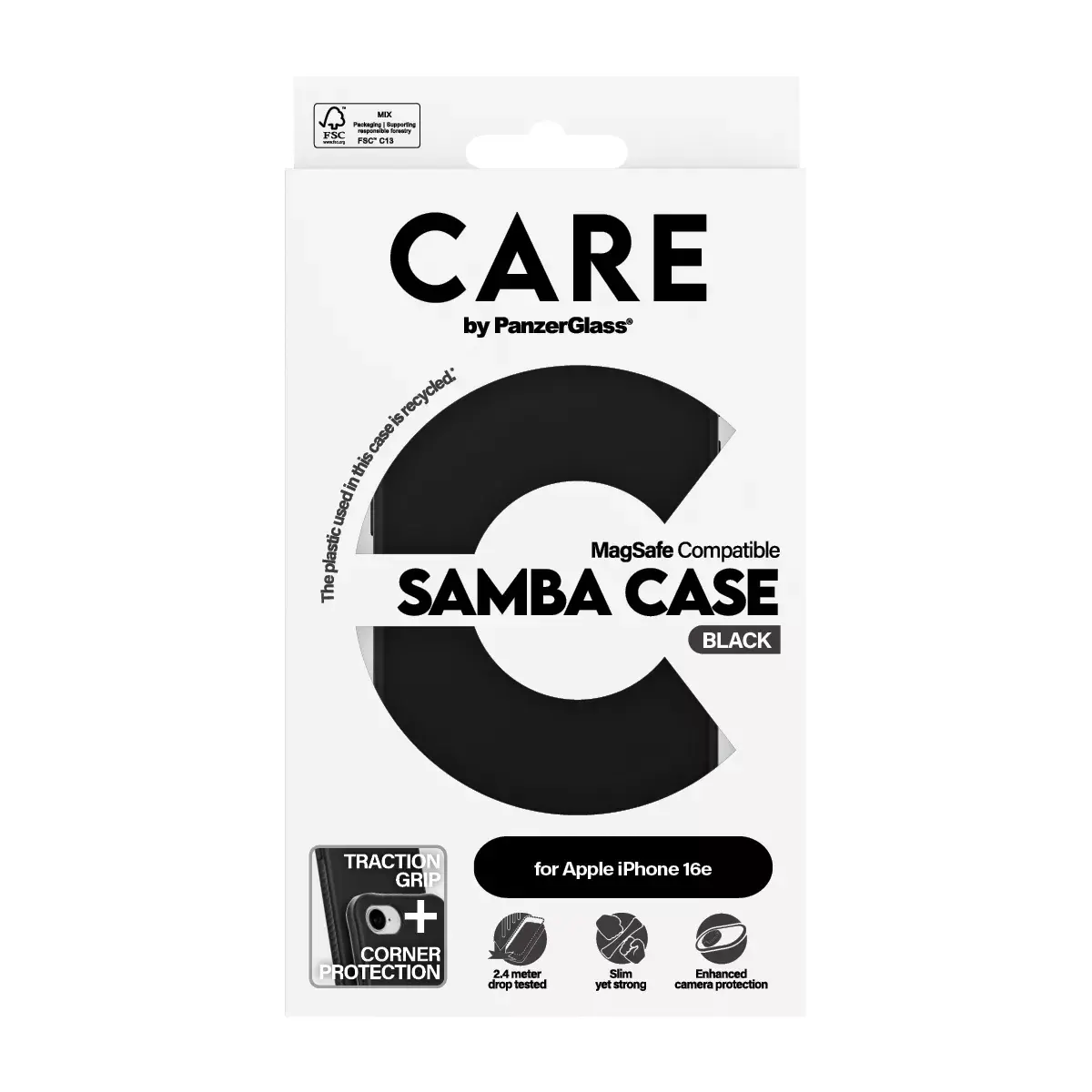 Vāks PanzerGlass CARE by Fashionable Case Samba Black iPhone 16e Photo 3