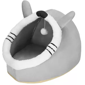 Cat Bed Springos PA0241 42x44x35 cm Grey with Toy and Cushion