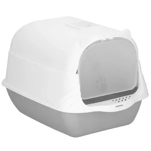 Туалет для кота Springos PA0335 закрытый 49×36×35 см серо‑белый
