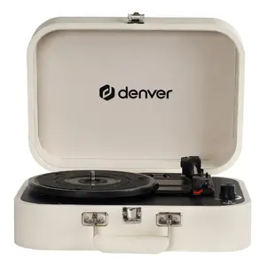 Direct drive audio turntable DENVER 111201100310 Beige — automatic, straight tonearm, 3.5 mm headphone, 1 W RMS