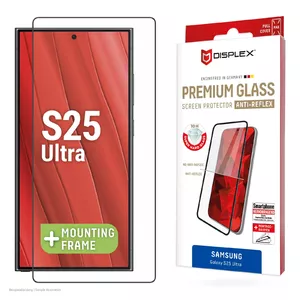 Прозрачная защитная стеклянная плёнка Displex Premium (Full Cover 10H) для Samsung Galaxy S25 Ultra с экологичной монтажной рамкой