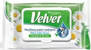 Toilet paper Velvet Rum Aloe — cellulose, moist wipes, 42 sheets, white