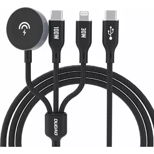 Charging Cable with Apple Watch Charger Dudao A12Max+ PD 100W 3-in-1 USB-C to Lightning 1.2m — black