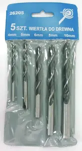 Drill bit set MEGA 26205 — wood spiral cylindrical bits 4, 5, 6, 8, 10 mm
