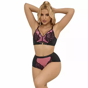 Комплект бюстгальтера SUBBLIME L/XL Розовый Лакированный Кожаный Сет 955588