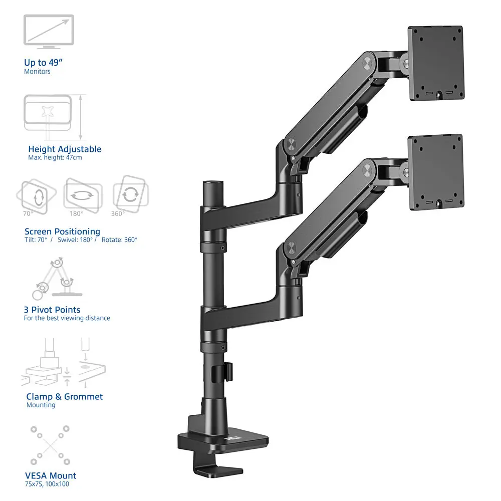 ACT AC8343 Dual Monitor Arm for Screens up to 49" Photo 11