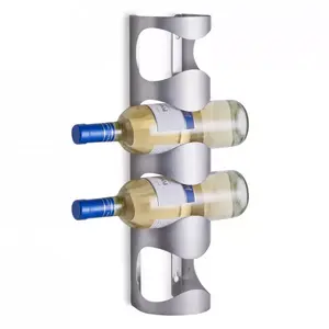 Wall-mounted wine rack ZELLER 27365 — stainless steel, holds 4 bottles, 115×450×98 mm