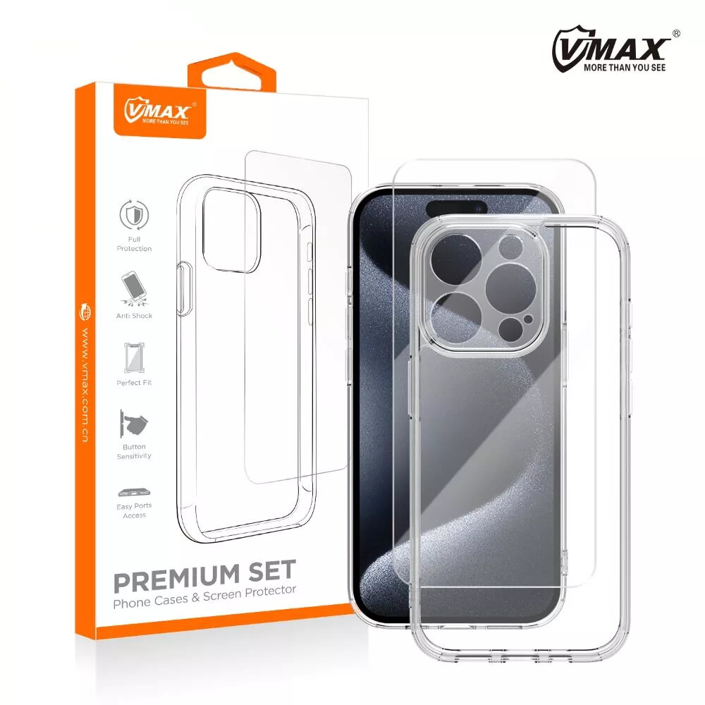 Aizsargvāciņš un stikls VMAX priekš iPhone