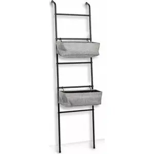 ZELLER Shelf ladder with 2 baskets metal black-gray 43×23×166 cm