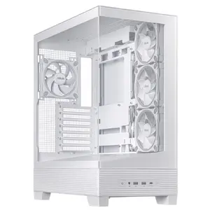 PC Case ASUS A31 Plus TG ARGB WHITE Midi Tower — ATX, Tempered Glass, ARGB, 3x120mm + 1x120mm fans, 38 cm GPU, 165 mm CPU cooler