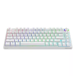 Spēļu klaviatūra SAVIO Phenix WHITE GAT RED — bezvadu Bluetooth, 82 taustiņi QWERTY, RGB LED, balta