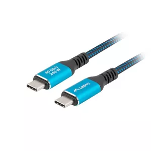 USB cable LANBERG CA-CMCM-45CU-0015-BK USB 3.2 Gen 2 (USB-C to USB-C) 1.5 m, magnetic shielding, nickel-plated contacts, black/blue