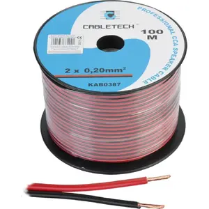 Speaker cable Cabletech CCA 0.20 mm black-red — two-conductor audio wire