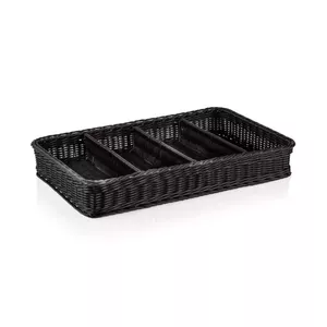 Органайзер для хранения WAS WEAVER PRO GN 1/1, 4 отделения, 53×32,5×9 см, чёрный, полипропилен