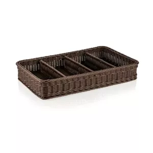 Держатель для столовых принадлежностей WAS WEAVER PRO GN 1/1, 4 отсека, 53×32.5×9 см, коричневый, полипропилен