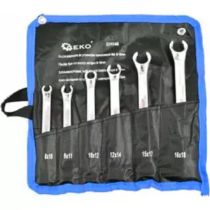 Open-Ended Brake Line Wrenches 6-piece GEKO G11148, sizes 8–18 mm