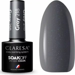 Hybrid nail polish Claresa CLARESA Gray 218 — 5 g, long-lasting hybrid lacquer