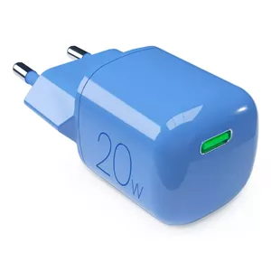 Сетевое зарядное устройство PURO PUFCMTCUSBC20WGBLUE — 20 Вт USB-C для смартфона и планшета, 100–240 В, синий