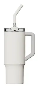 Termokrūze ar salmiņu Xiaomi Straw Mug balta 1 L — iekšpuse no nerūsējošā tērauda, hermētiska, 240×132×97 mm