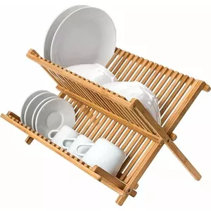 Dish drainer rack Excellent Houseware 2-tier bamboo universal countertop organizer