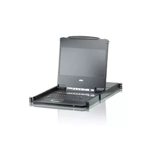 KVM slēdzis ATEN CL6708MW, vadība 64 datoriem, DVI-D video, USB tastatūra/peles porti, Full HD 1920x1080, 17.3" LCD, 1U, melns
