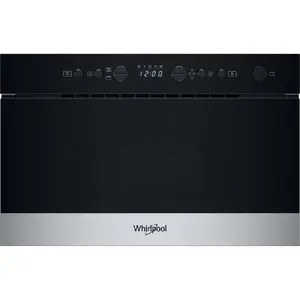 Whirlpool WMN574BX Built-in Grill Microwave with 22 L Capacity, 750 W Power, LED Display, and Button Control in Black and Stainless Steel