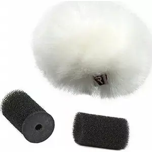 Lavalier Windjammer Rycote White Ristretto — single lavalier windshield, soft fur cover