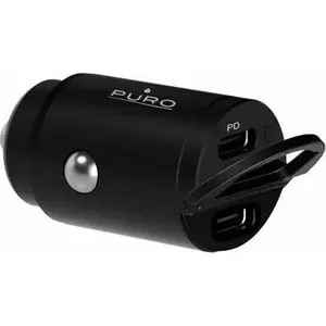 Зарядное устройство PURO Mini 2x USB-C 2.4 A (PUR404BLK) — компактное двухпортовое USB-C