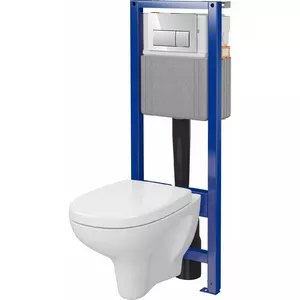 Встроенный комплект унитаза CERSANIT S701-787 Arteco с сиденьем Duroplast Soft-Close и хромированной кнопкой слива