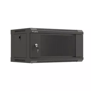Wall-mounted rack cabinet LANBERG WF03-5304-10B 19" 4U black, glass door