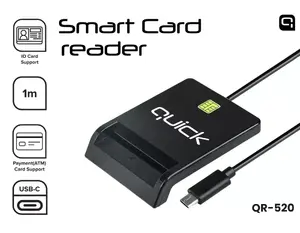 Kartiņu lasītājs Quick QR-520 USB-C — Smart ID kartes lasītājs, USB-C savienojums