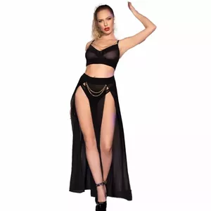 Набор юбка и стринги CHILIROSE CR 4672 чёрный с золотыми цепочками