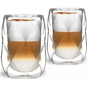 Vialli Design Geo Double-Walled Glass Set, 350ml, 2 Pieces