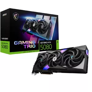 Видеокарта MSI GeForce RTX 5080 16 ГБ GDDR7, PCIe 5.0, 256-бит, 3x DP 2.1a + HDMI 2.1b, 360 Вт, 3 вентилятора, OC, FH/FL
