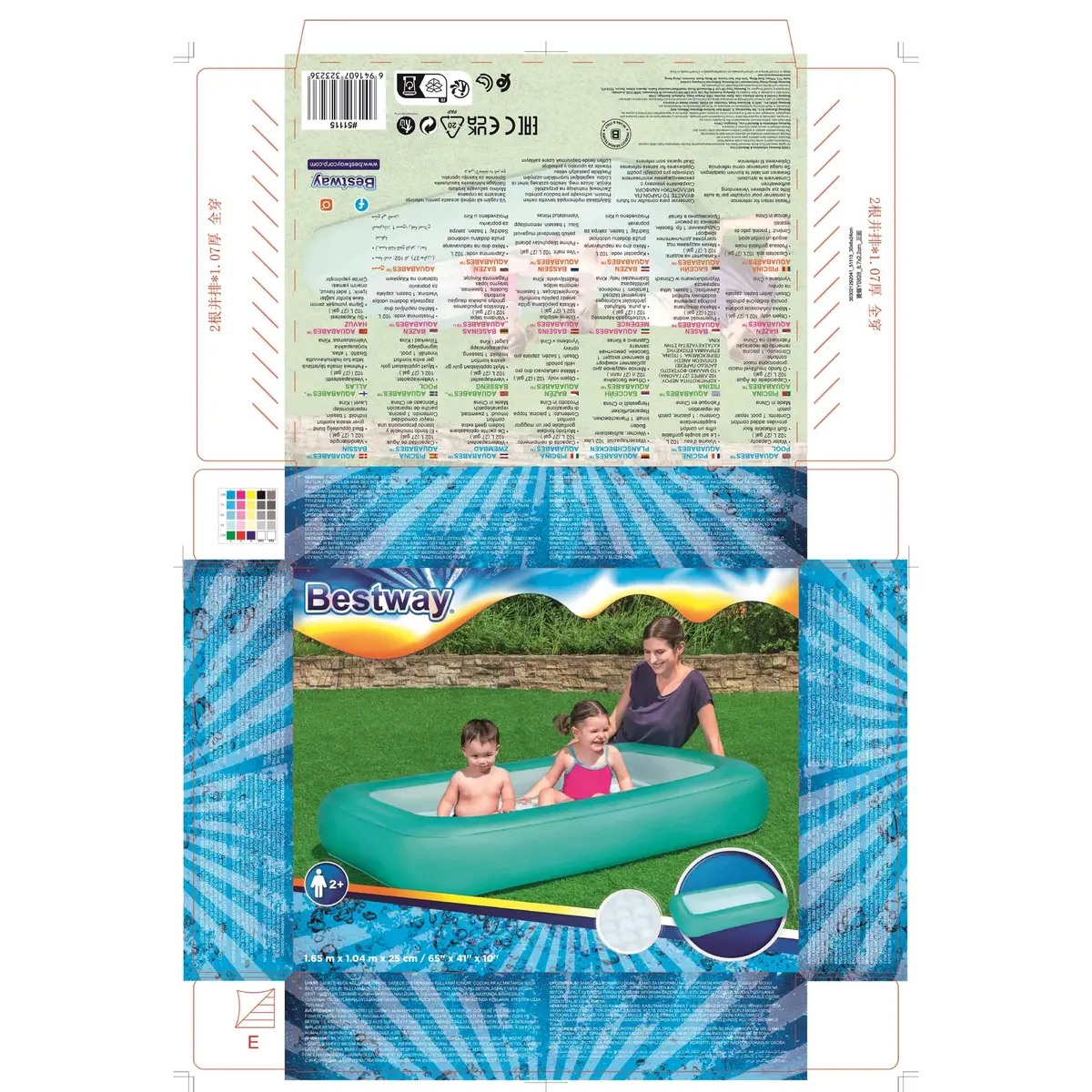 Надувной детский бассейн Bestway Aquababes 1,65×1,04×0,25 м Photo 15