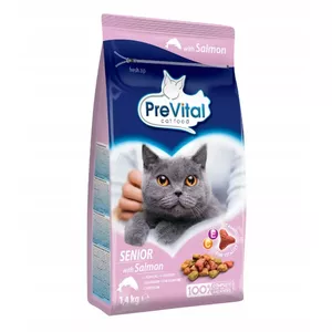 Dry cat food PREVITAL Senior Salmon 1.4 kg — senior formula, 31% protein, 9% fat