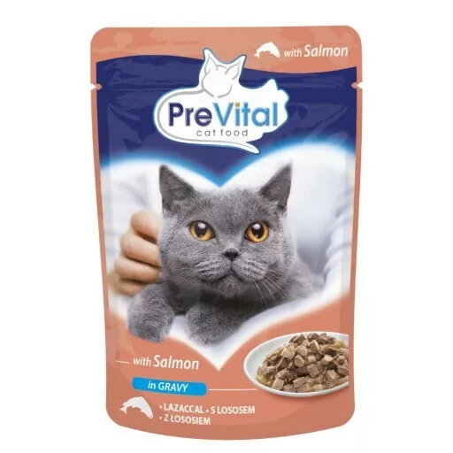Mitrs kaķu barība PREVITAL Salmon mērcē