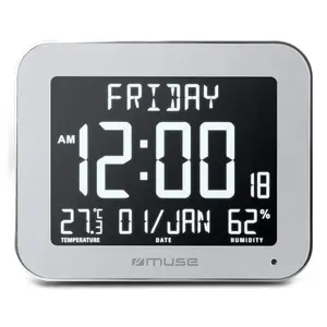 Digitālie sienas/galda pulksteņi muse M-090 WMC — taisnstūra LCD, 220×177,5×24,5 mm, barošanas avots baterija/DC 4,5 V