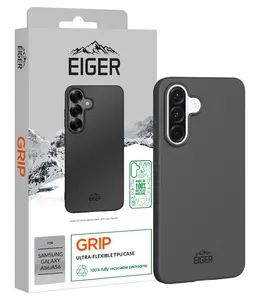 Protective phone case Eiger Grip Case for Samsung Galaxy A36/A56 — black, durable lightweight cover
