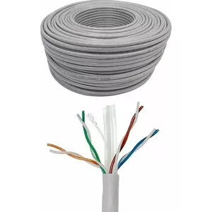 Tīkla kabelis NETRACK Cat6 UTP CCA, pelēks, 50 m — LAN instalācijas/patch kabelis