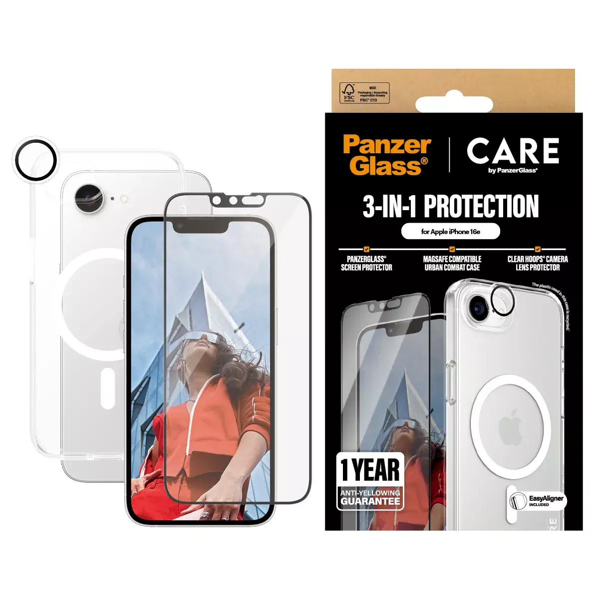 PanzerGlass CARE by ® Flagship 3-in-1 komplekts iPhone 16e Photo 2