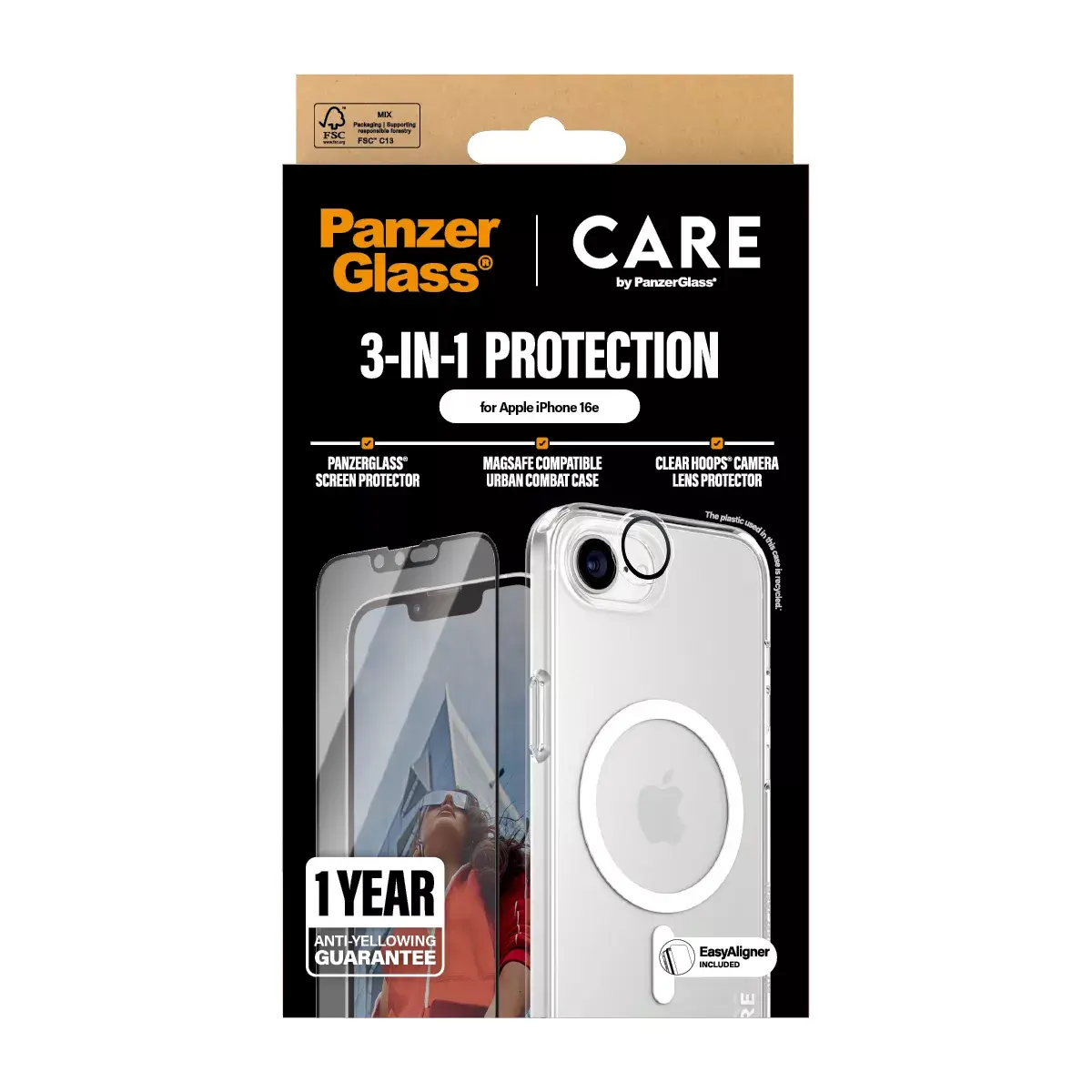 PanzerGlass CARE by ® Flagship 3-in-1 komplekts iPhone 16e Photo 3