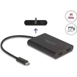 Переходник USB Type-C на 2× HDMI 4K 60 Гц Delock 64309 (DisplayLink)